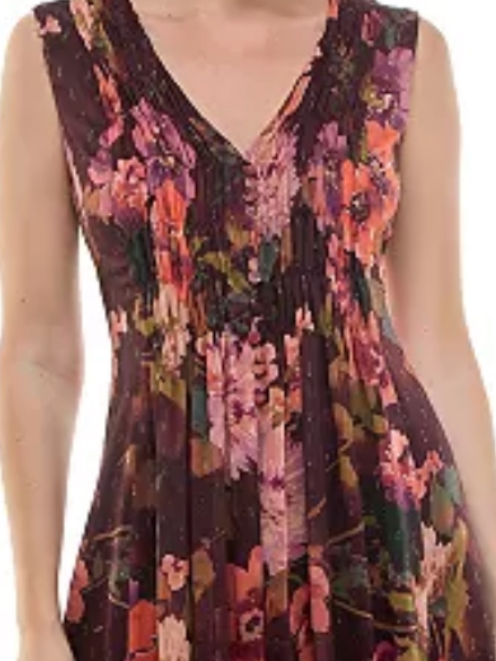 Taylor Chiffon Floral V-Neck Sleeveless Midi Dress in Burgundy/Violet Size 10 - Picture 4 of 9